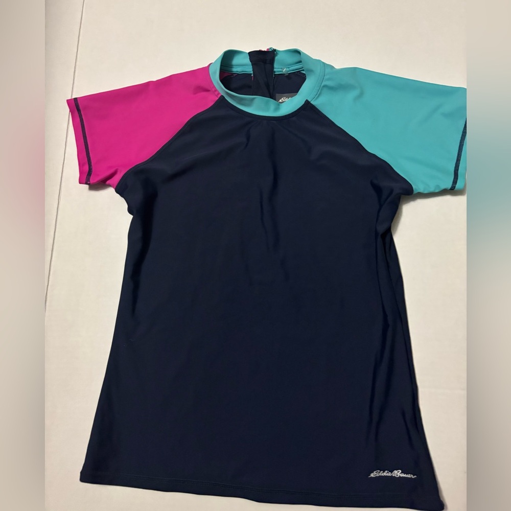 Eddie Bauer Girls Swim Rash Guard Short Sleeves Size Kids L 14/16
